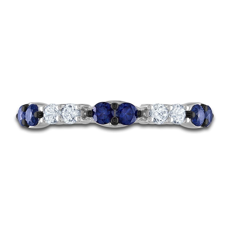 Main Image 3 of Vera Wang WISH Natural Blue Sapphire Band 1/6 ct tw Diamonds 10K White Gold