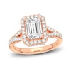 Thumbnail Image 1 of Lab-Created Diamond Engagement Ring 2-3/4 ct tw Emerald/Round 14K Rose Gold