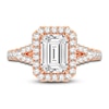 Thumbnail Image 3 of Lab-Created Diamond Engagement Ring 2-3/4 ct tw Emerald/Round 14K Rose Gold