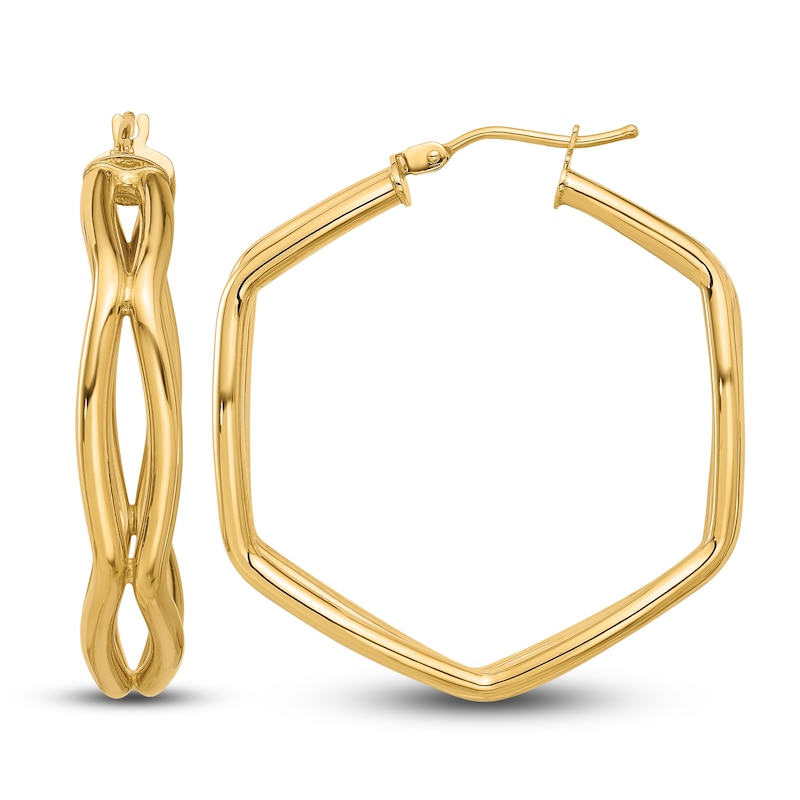 Geometric Hoop Earrings 14K Yellow Gold