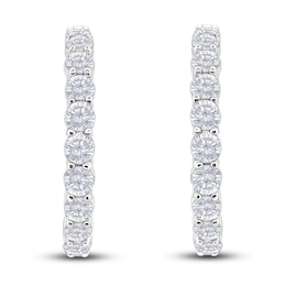 Diamond Hoop Earrings 7 ct tw Round 14K White Gold