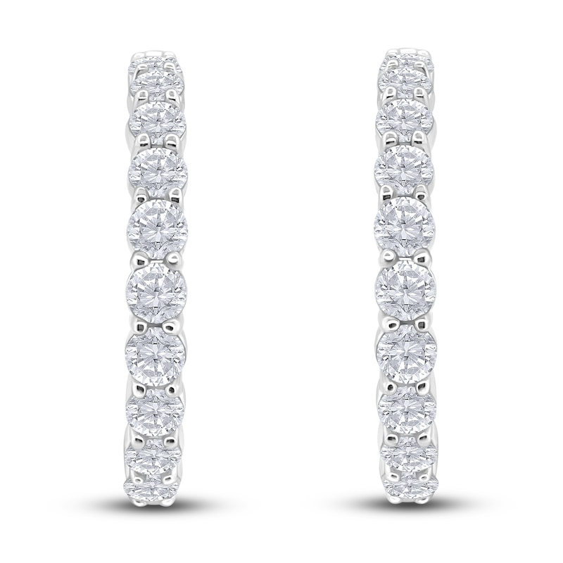 Main Image 1 of Diamond Hoop Earrings 7 ct tw Round 14K White Gold