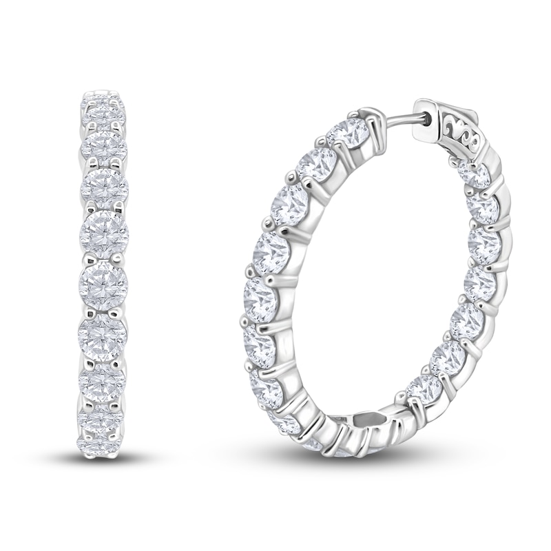 Main Image 2 of Diamond Hoop Earrings 7 ct tw Round 14K White Gold