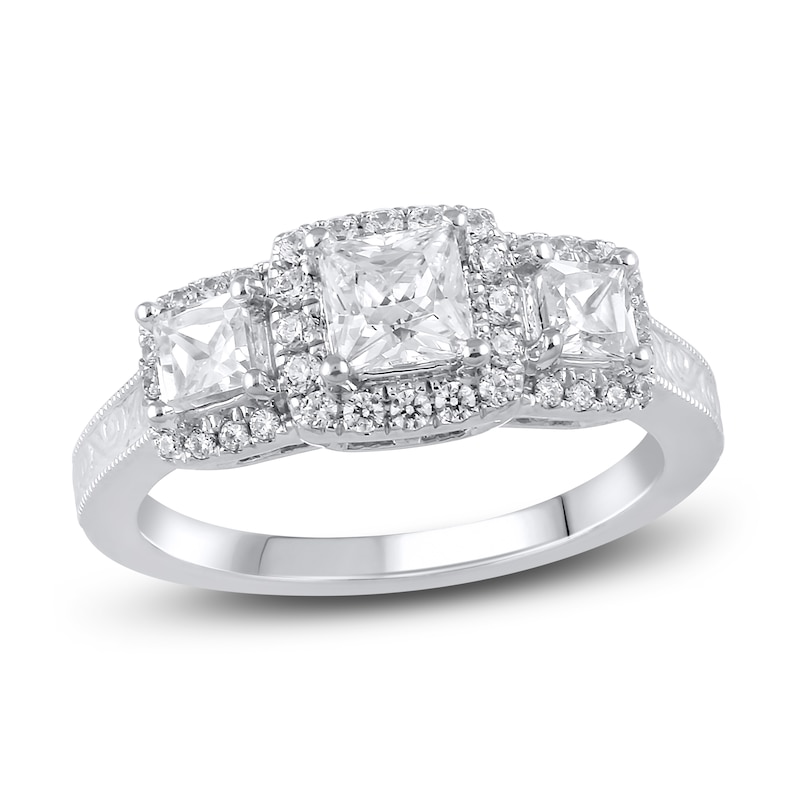 Main Image 1 of Diamond Engagement Ring 1-1/4 ct tw Princess/Round 14K White Gold