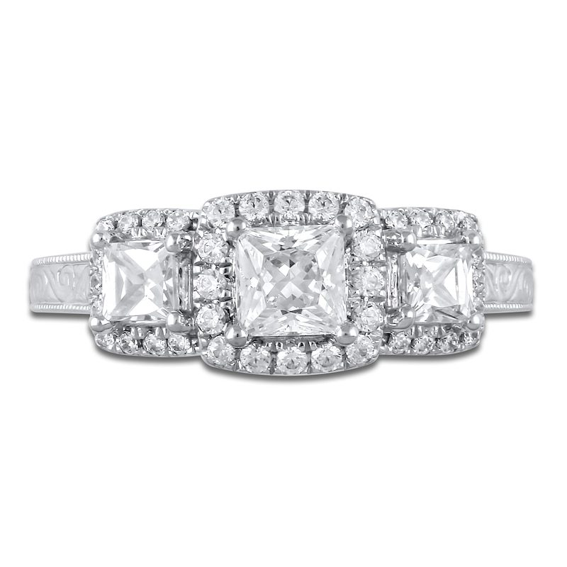 Main Image 3 of Diamond Engagement Ring 1-1/4 ct tw Princess/Round 14K White Gold