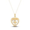 Thumbnail Image 1 of Heart & Cross Locket Necklace 14K Yellow Gold 13&quot;