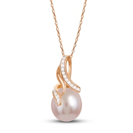 Freshwater Cultured Pearl/Natural Topaz Necklace 14K Rose Gold 18&quot;