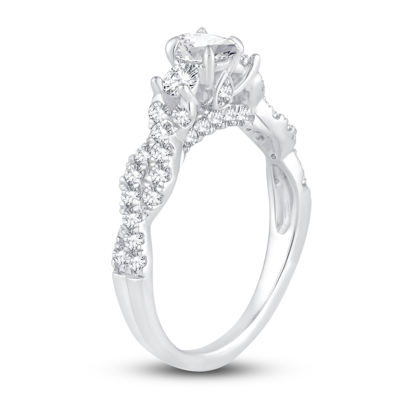 Main Image 2 of Diamond Twist Engagement Ring 1 ct tw Oval/Round 14K White Gold