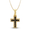 Thumbnail Image 1 of Children's Natural Black Spinel Cross Pendant Necklace 14K Yellow Gold 13&quot;