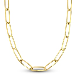 High-Polish Oval Link Necklace 14K Yellow Gold 24&quot; 7mm