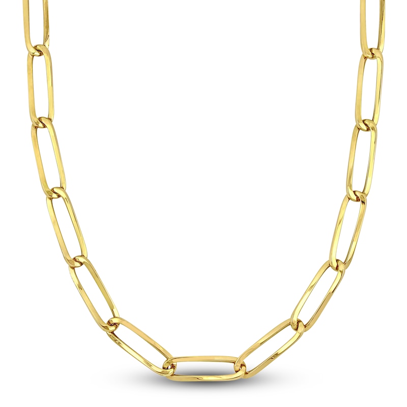 Main Image 1 of High-Polish Oval Link Necklace 14K Yellow Gold 24&quot; 7mm