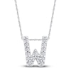 Thumbnail Image 1 of Diamond Letter W Necklace 1/20 ct tw Round 14K White Gold 18&quot;