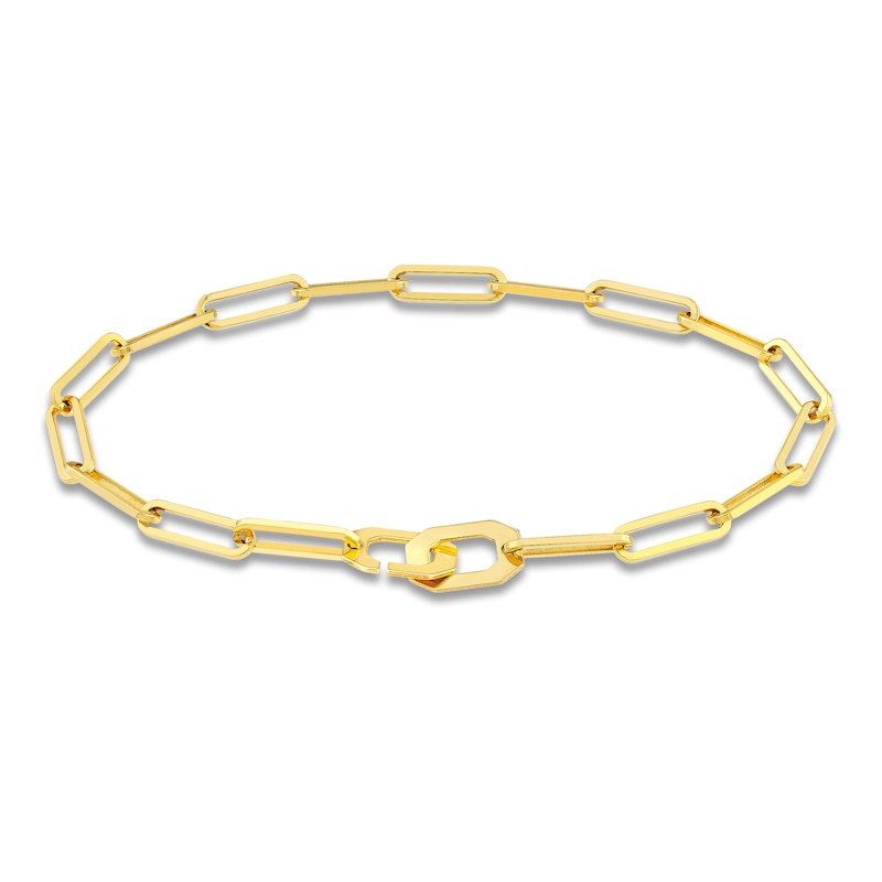 Main Image 1 of Paperclip Chain Bracelet 14K Yellow Gold 7.25&quot; 3.8mm