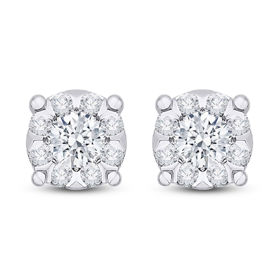 Diamond Cluster Stud Earrings 1/4 ct tw Round 14K White Gold | Jared