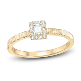 Emerald-Cut & Round Diamond Ring 1/5 ct tw 14K Yellow Gold