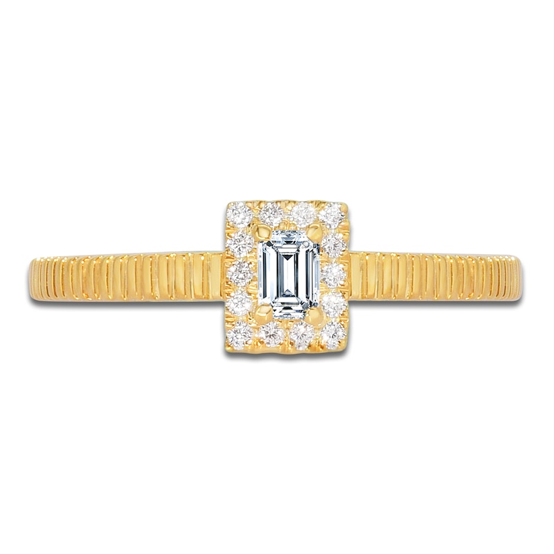 Main Image 3 of Emerald-Cut & Round Diamond Ring 1/5 ct tw 14K Yellow Gold