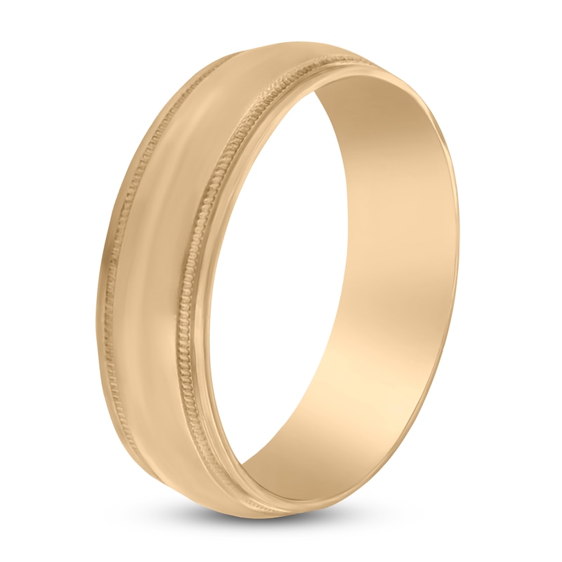 Main Image 2 of Milgrain Beveled Wedding Band 14K Yellow Gold 8mm