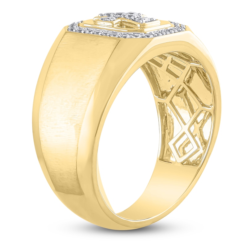 Men's Diamond Cross Ring 1/3 ct tw 14K Yellow Gold