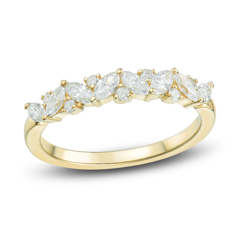 Marquise & Round-Cut Diamond Anniversary Band 5/8 ct tw 14K Yellow Gold