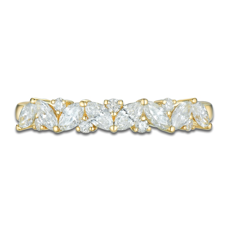 Marquise & Round-Cut Diamond Anniversary Band 5/8 ct tw 14K Yellow Gold