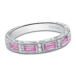 Kirk Kara Natural Pink Sapphire & Diamond Wedding Band 1/20 ct tw Platinum