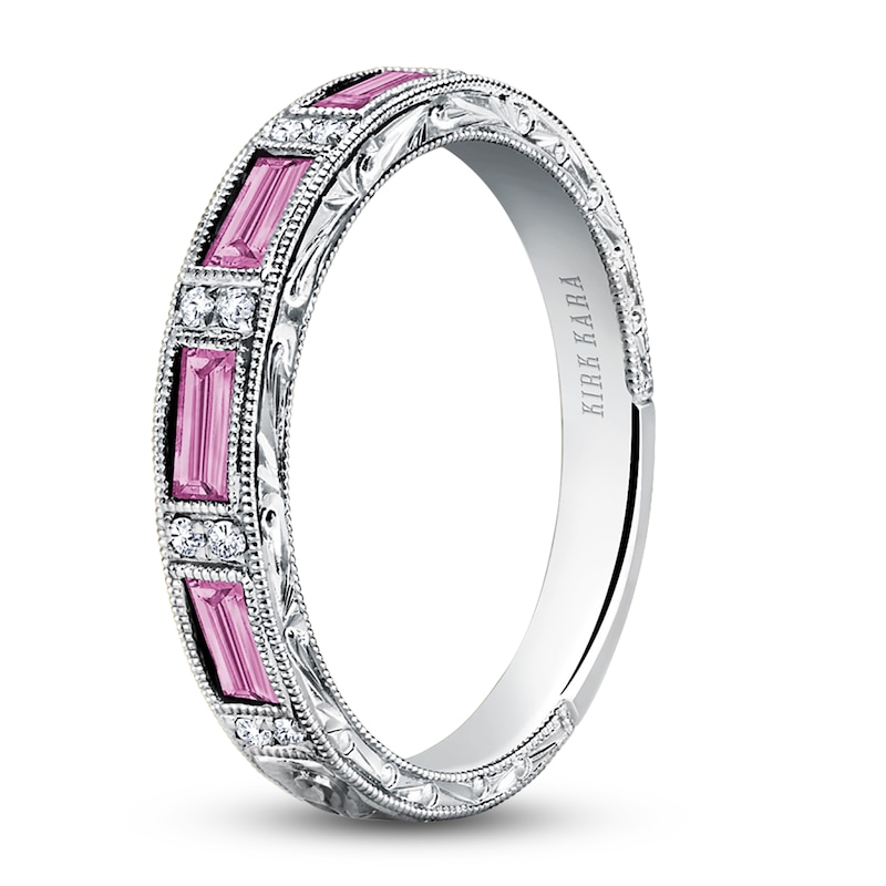 Kirk Kara Natural Pink Sapphire & Diamond Wedding Band 1/20 ct tw Platinum