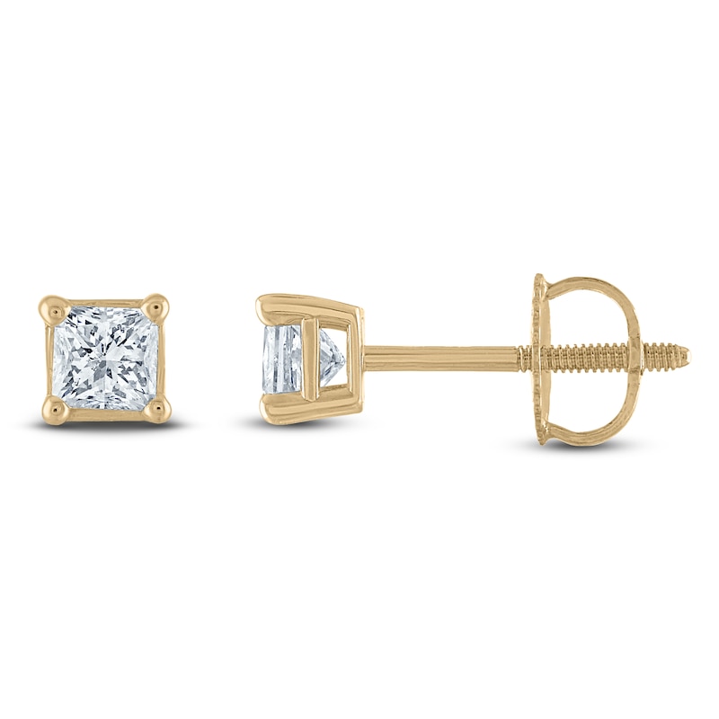 Certified Princess-Cut Diamond Solitaire Stud Earrings 3/8 ct tw 14K Yellow Gold (I/I1)