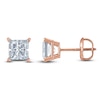 Thumbnail Image 1 of Certified Princess-Cut Diamond Solitaire Stud Earrings 1 ct tw 14K Rose Gold (I/I1)