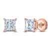 Thumbnail Image 2 of Certified Princess-Cut Diamond Solitaire Stud Earrings 1 ct tw 14K Rose Gold (I/I1)