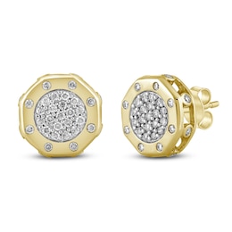 Men's Multi-Diamond Pavé Stud Earrings 1/2 ct tw 10K Yellow Gold