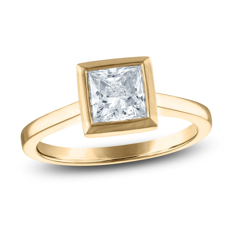 Main Image 1 of Lab-Created Princess Diamond Solitaire Ring 1-1/2 ct tw 18K Yellow Gold (F/SI2)