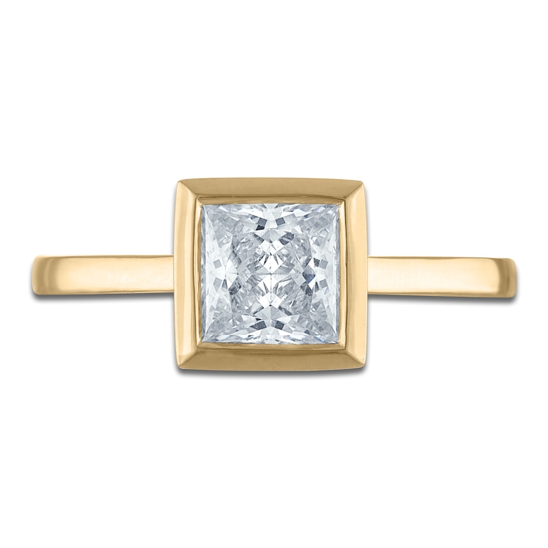 Main Image 3 of Lab-Created Princess Diamond Solitaire Ring 1-1/2 ct tw 18K Yellow Gold (F/SI2)