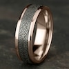 Thumbnail Image 4 of Men's Ottoman Pattern Comfort-Fit Wedding Band 7mm 14K Rose Gold & Matte Dark Gray Tantalum