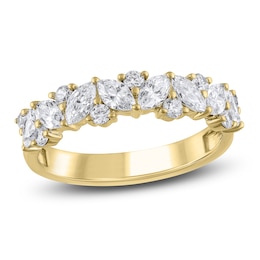 Certified Diamond Marquise & Round-Cut Anniversary Ring 1 ct tw 14K Yellow Gold