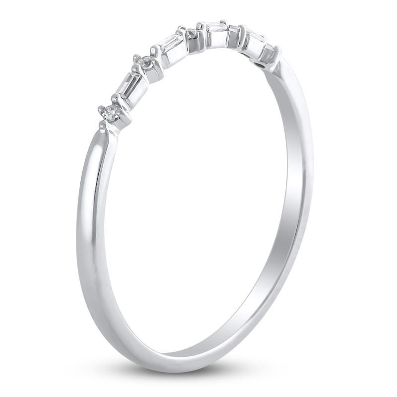 Main Image 2 of Certified Diamond Baguette & Round-Cut Anniversary Ring 1/15 ct tw 14K White Gold