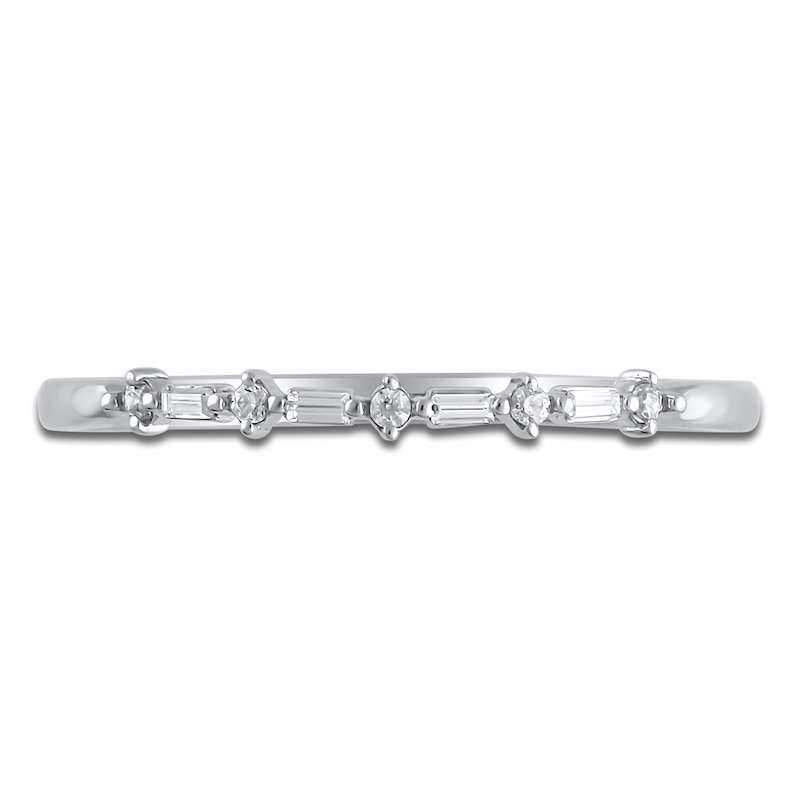 Main Image 3 of Certified Diamond Baguette & Round-Cut Anniversary Ring 1/15 ct tw 14K White Gold