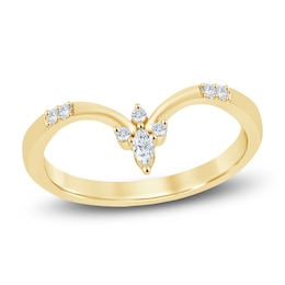 Certified Diamond Marquise & Round-Cut Contour Anniversary Ring 1/10 ct tw 14K Yellow Gold