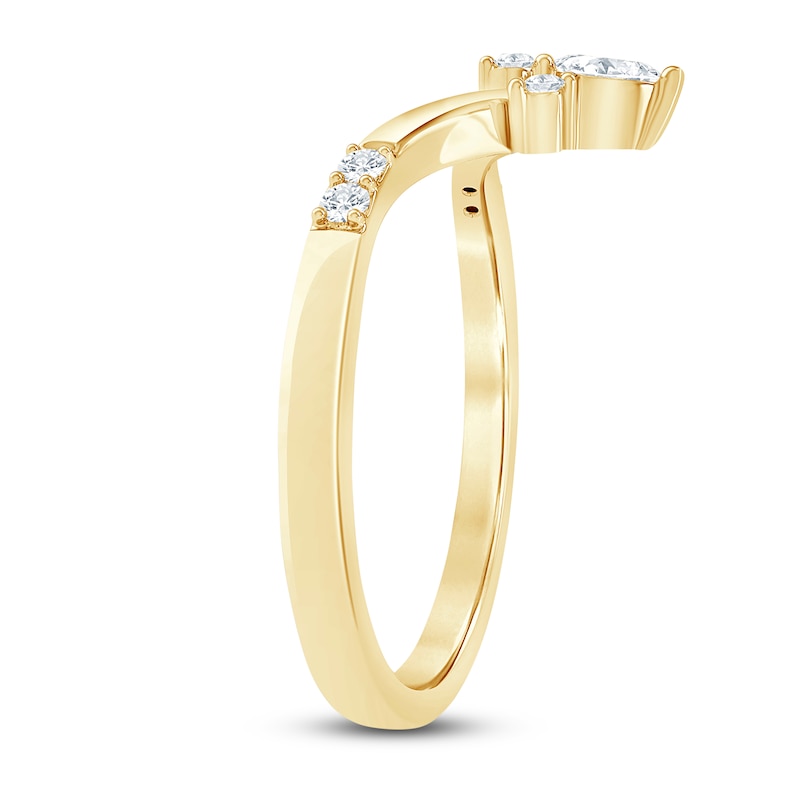 Certified Diamond Marquise & Round-Cut Contour Anniversary Ring 1/10 ct tw 14K Yellow Gold