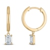 Thumbnail Image 0 of Certified Emerald-Cut Diamond Solitaire Dangle Hoop Earrings 1 ct tw 14K Yellow Gold (I/I1)