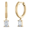 Thumbnail Image 1 of Certified Emerald-Cut Diamond Solitaire Dangle Hoop Earrings 1 ct tw 14K Yellow Gold (I/I1)