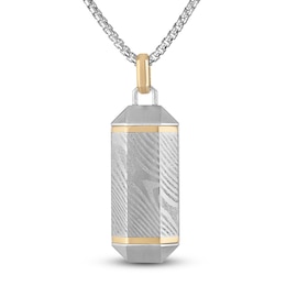 Forged by Jared Men's Necklace 18K Yellow Gold, Damascus Steel & Sterling Silver 24&quot;