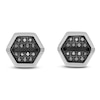 Thumbnail Image 1 of Men's Black Diamond Hexagon Stud Earrings 1/8 ct tw Stainless Steel