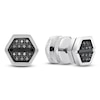 Thumbnail Image 2 of Men's Black Diamond Hexagon Stud Earrings 1/8 ct tw Stainless Steel