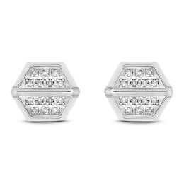 Men's Diamond Hexagon Stud Earrings 1/8 ct tw Stainless Steel