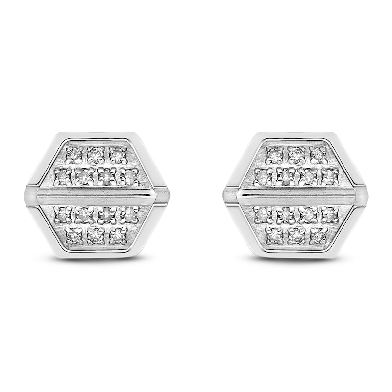 Main Image 1 of Men's Diamond Hexagon Stud Earrings 1/8 ct tw Stainless Steel