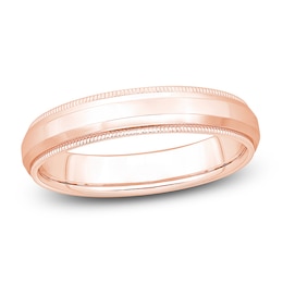 Men's Polished Milgrain Wedding Band 14K Rose Gold 4.3mm