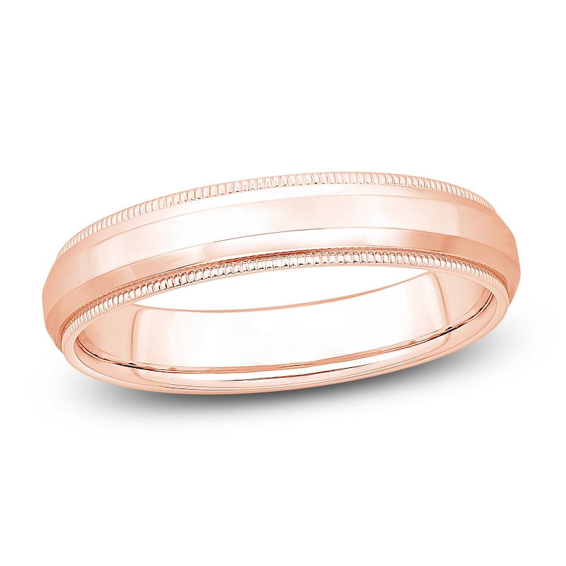 Main Image 1 of Men's Polished Milgrain Wedding Band 14K Rose Gold 4.3mm