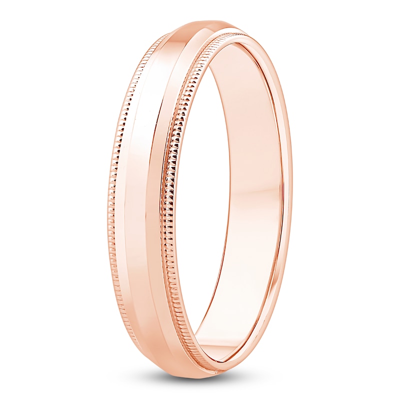 Main Image 2 of Men's Polished Milgrain Wedding Band 14K Rose Gold 4.3mm