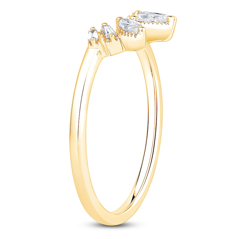 Pear, Marquise & Baguette-Cut Diamond Contour Ring 1/5 ct tw 14K Yellow Gold