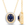 Thumbnail Image 1 of Kallati Oval-Cut Natural Blue Sapphire & Diamond Necklace 1/6 ct tw 14K Yellow Gold 18"